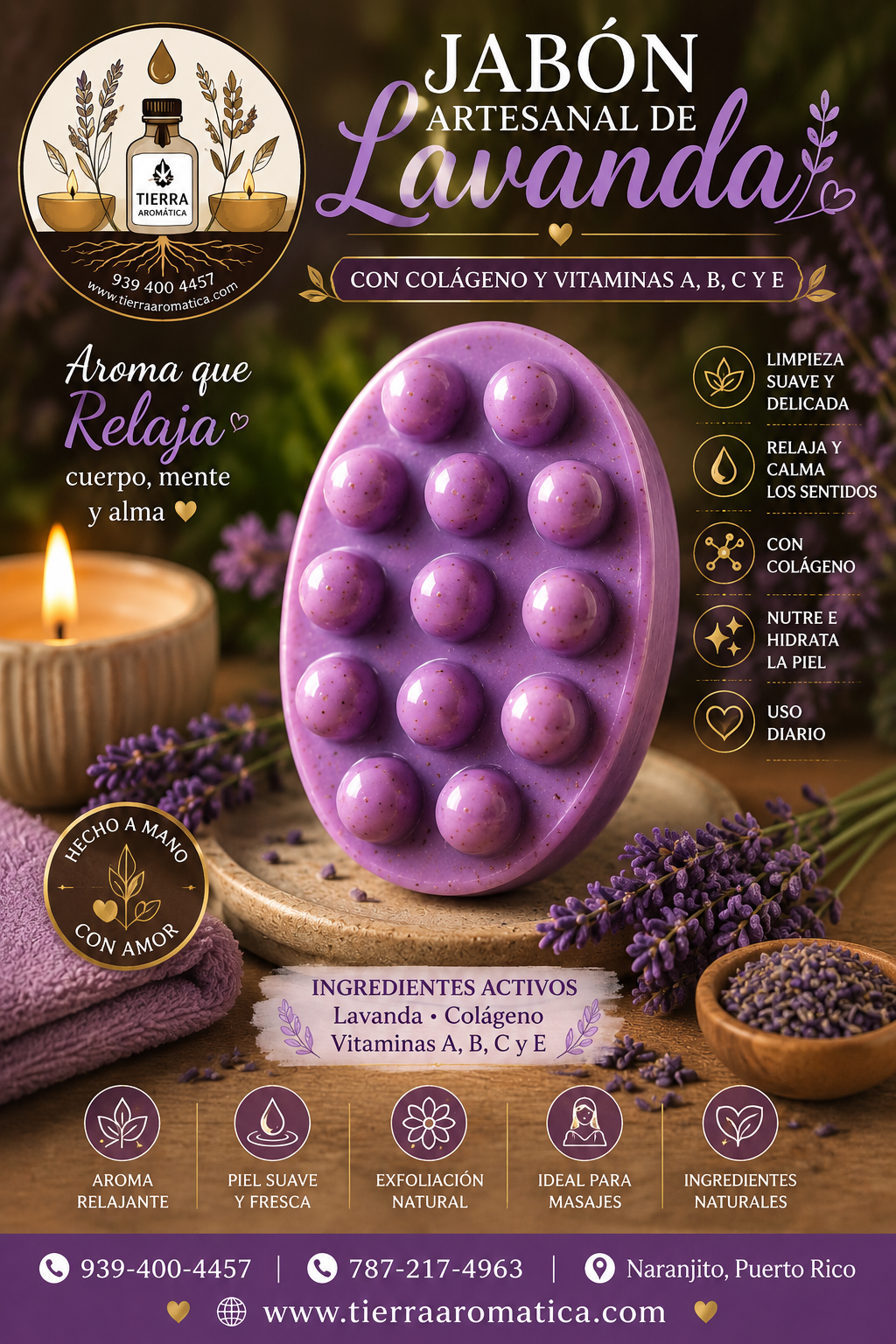 🌿 Jabón Artesanal de Lavanda – Tierra Aromática