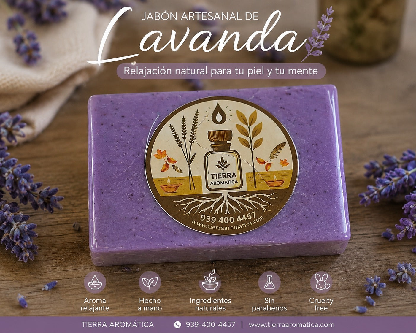 🌿 Jabón Artesanal de Lavanda – Tierra Aromática
